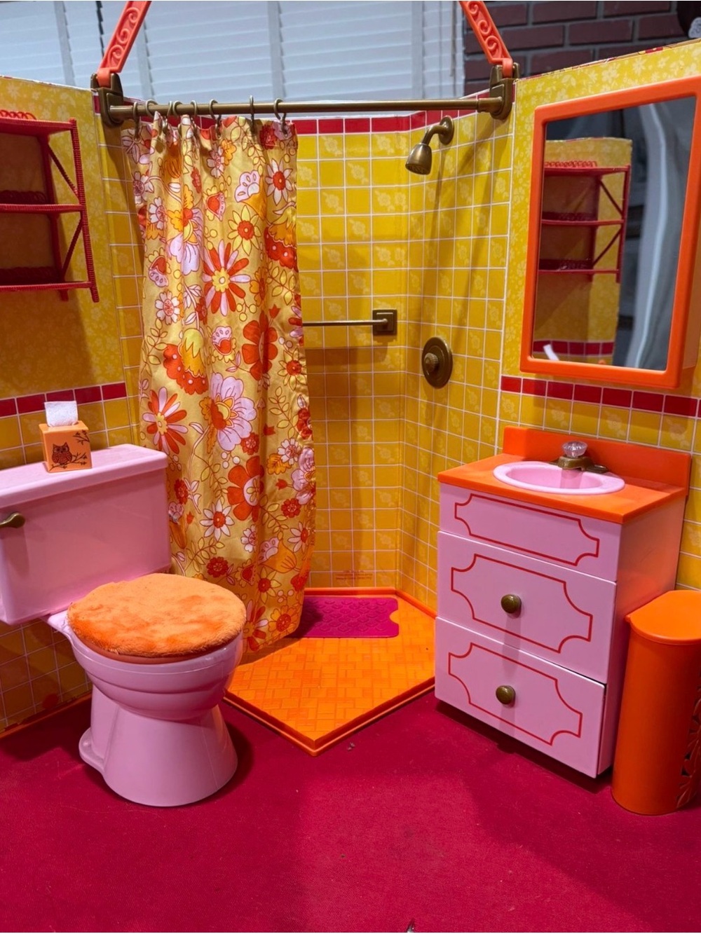 American Girl Julie’s Groovy Pink & Orange Kids Bath Playset